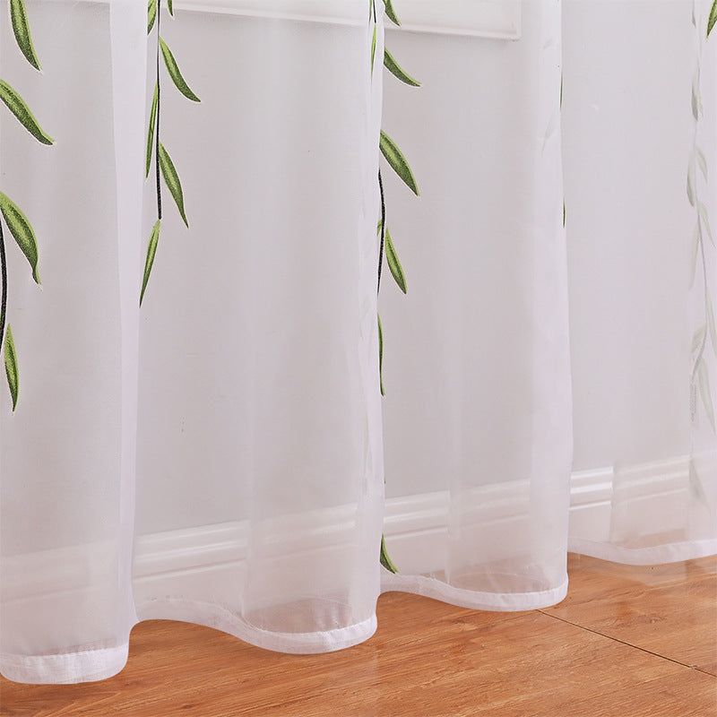 Sheer Leaf-Patterned Window Drapery