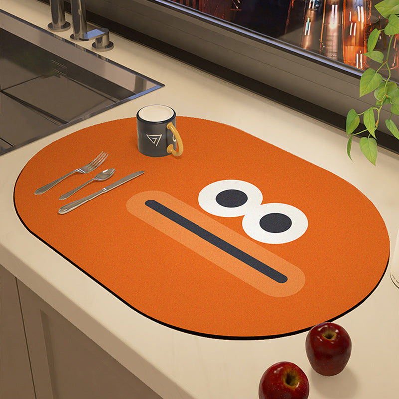 Playful Cartoon-Theme Kitchen Mat