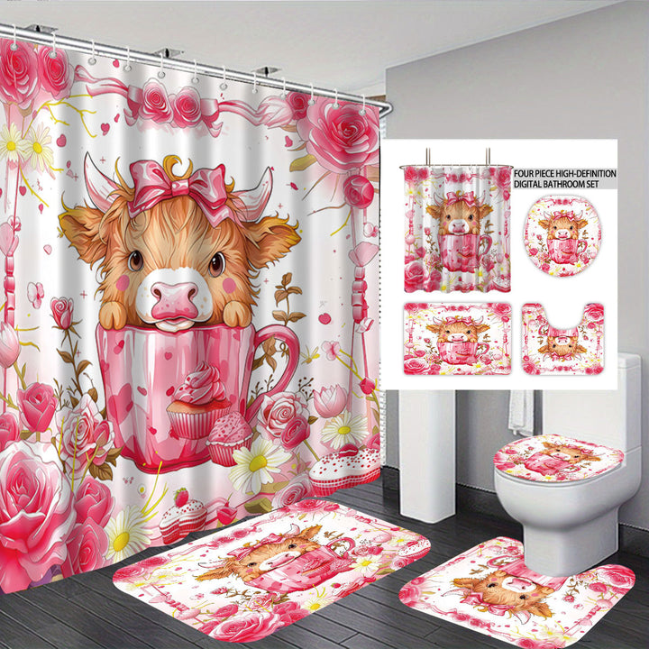 Artistic Highland Cow Bathroom Set Bowlift