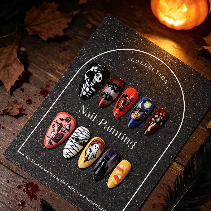 Halloween-Themed Press-On Nail Art Set Bowlift