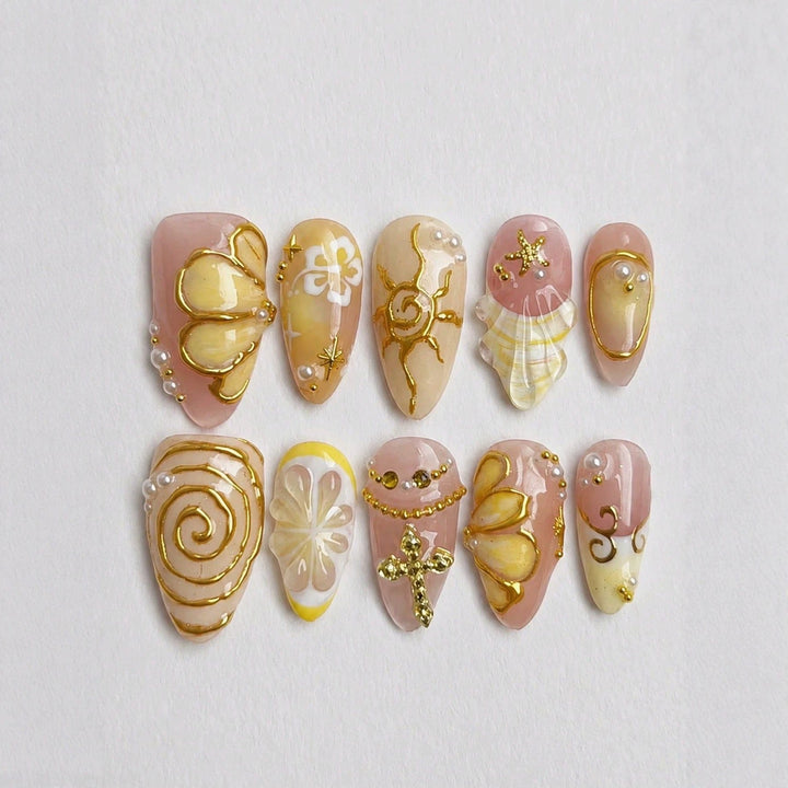 Artistic Floral Premium Press-On Nail Set Bowlift