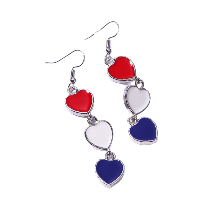 Women's long multi-row heart cascade earrings with enamel filling and fish hook clasp Bowlift
