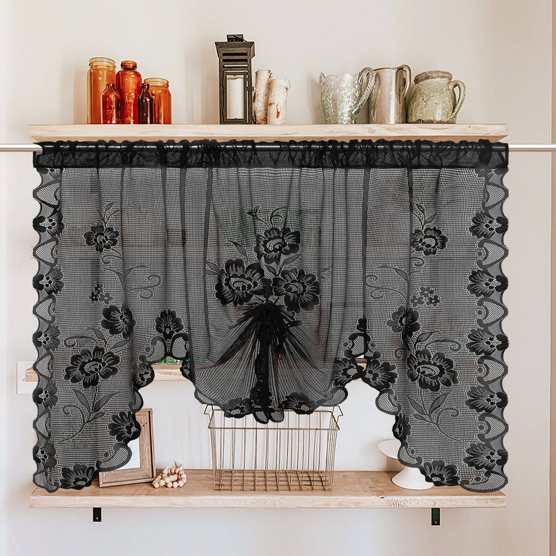 Floral Lace Sheer Window Curtain