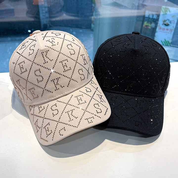 Women's Rhinestone-Embellished Adjustable Baseball Cap Bowlift