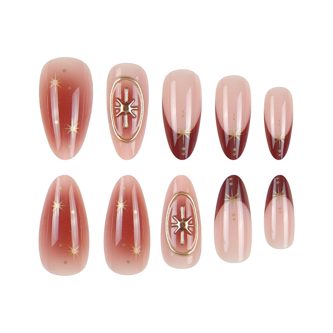 Glamorous Stiletto Press-On Nails with Artistic Designs Bowlift