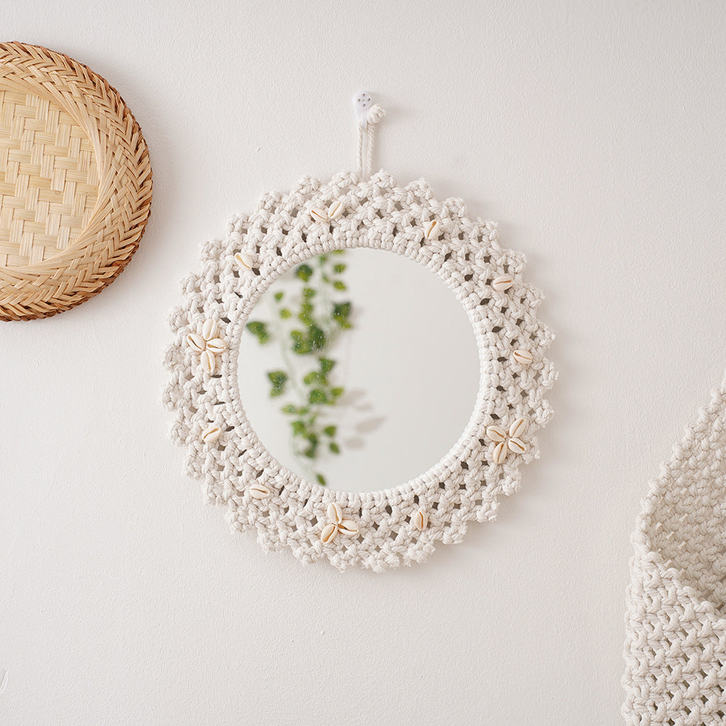 Decorative Macrame Star-Shaped Wall Mirror Bowlift