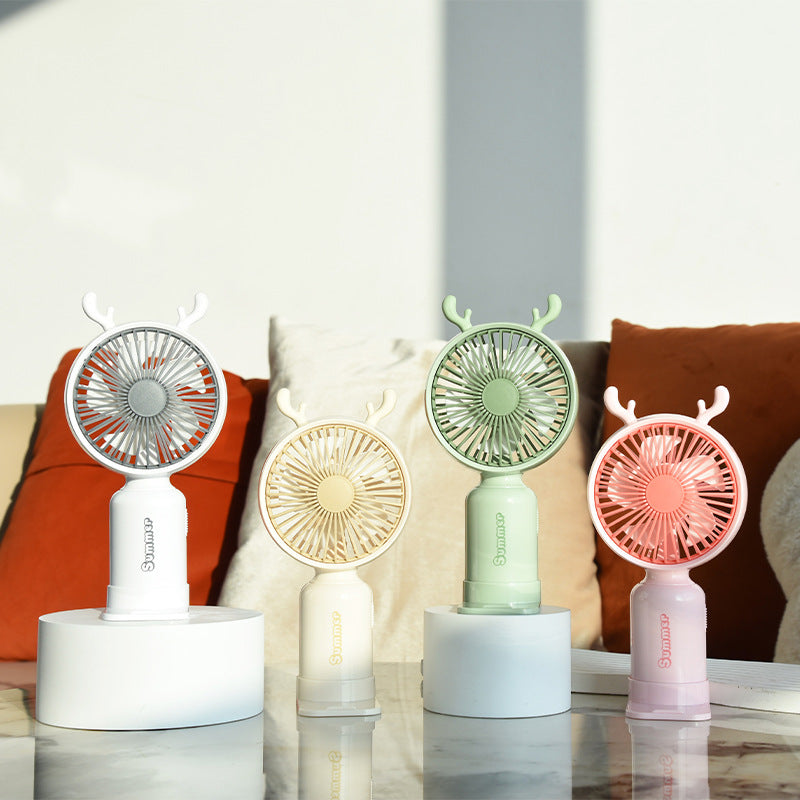 Portable Deer-Themed Handheld Cooling Fan Bowlift