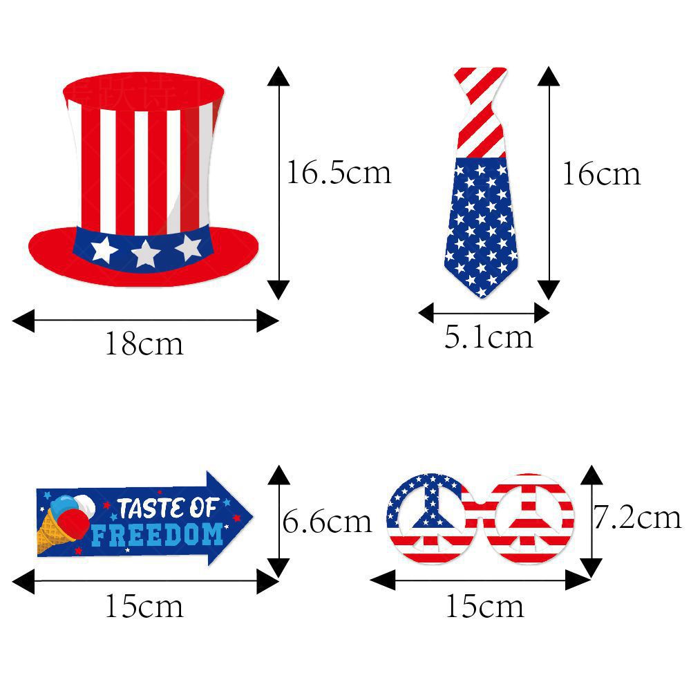 Unisex nan Photo Box Accessory Set for Independence Day Party Props Bowlift