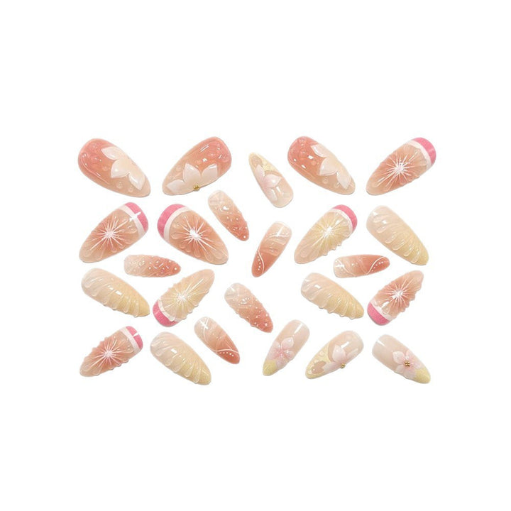 Artful Nail Tips Set with Leaf Accents Bowlift