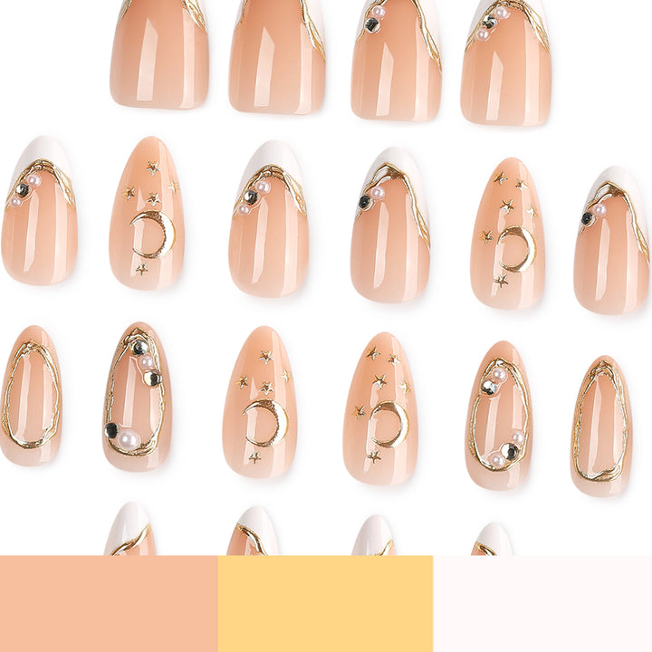 Elegant Nail Art with Glitter and Moon Designs Bowlift