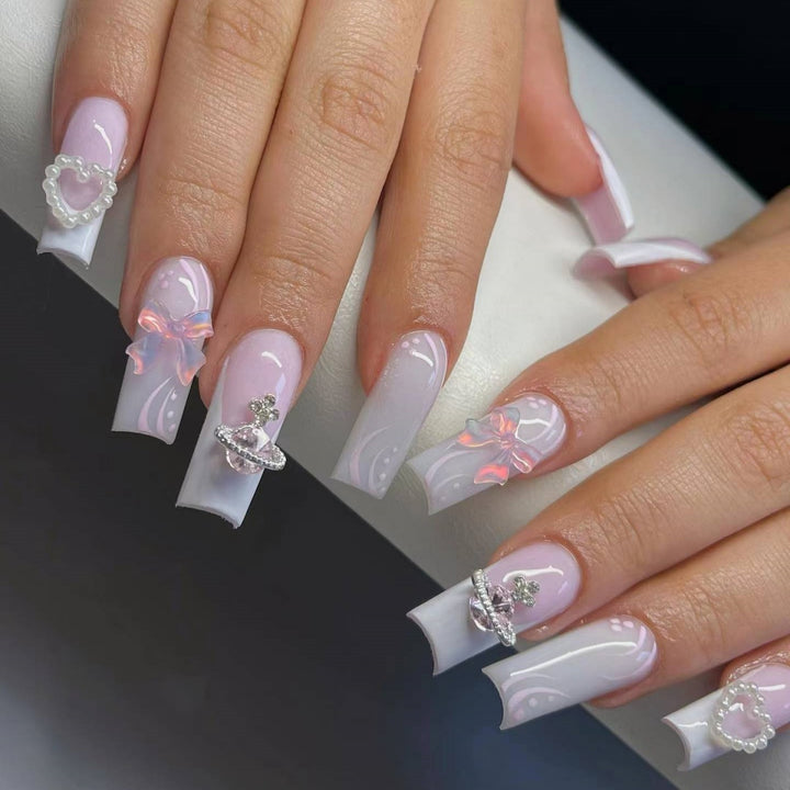 Glamorous 3D Decorated Nail Extensions Bowlift