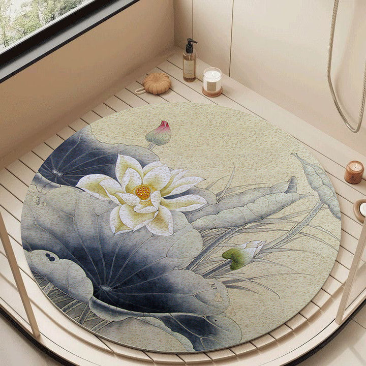 Floral Design Circular Bath Mat Bowlift