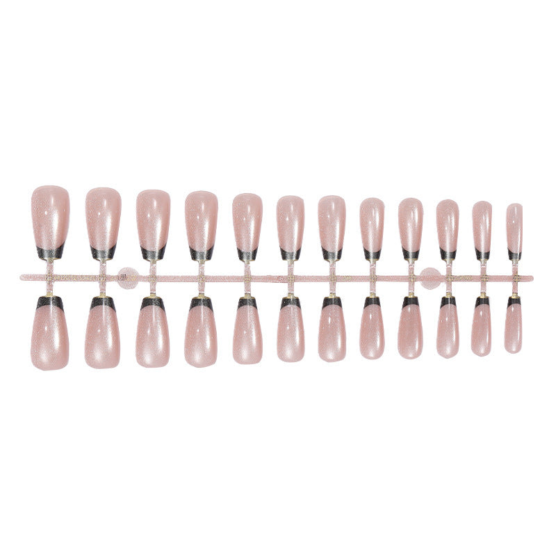 Acrylic nail set with elegant French design and glitter accents Bowlift