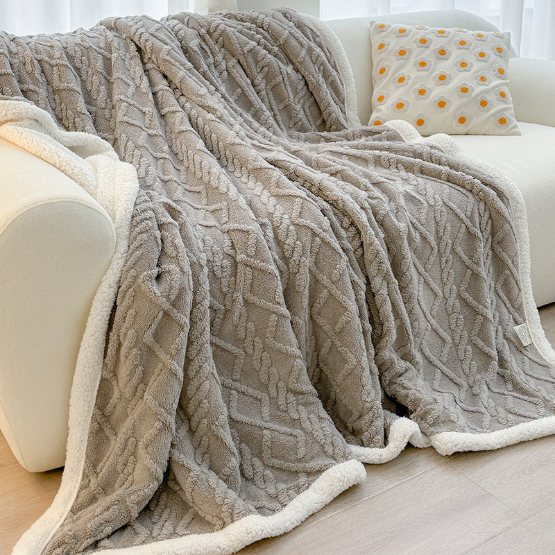Sherpa-Lined Plush Throw Blanket Bowlift