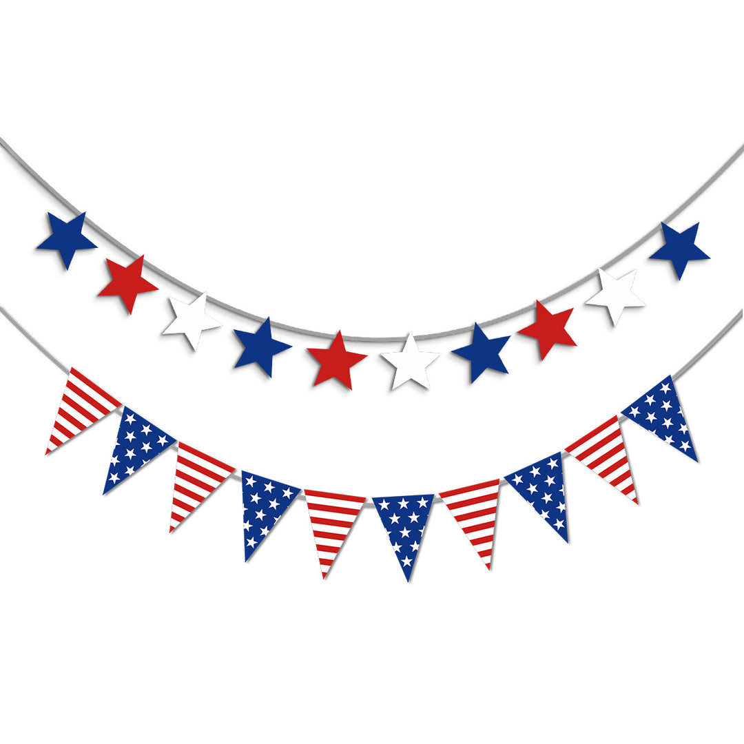 Unisex nan patriotic decorative bunting banner set with pre-strung USA letters and star garlands Bowlift