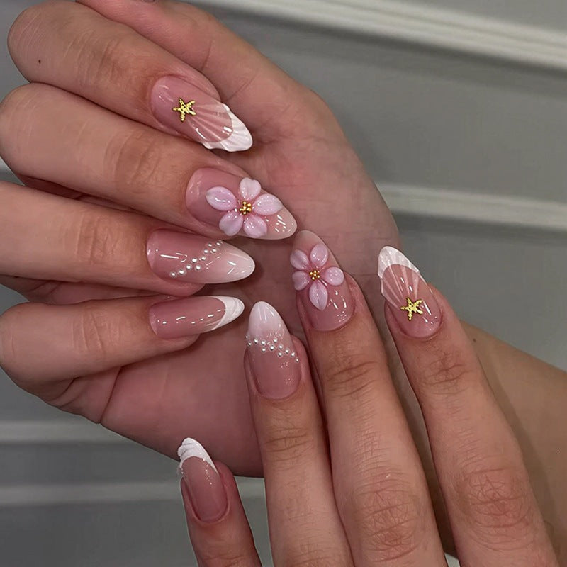 Art nail set with luxurious floral 3D decorations Bowlift
