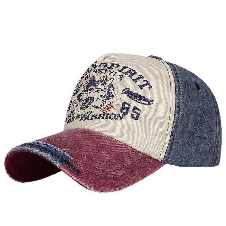 Men's Vintage-Inspired Wolf Graphic Baseball Cap Bowlift