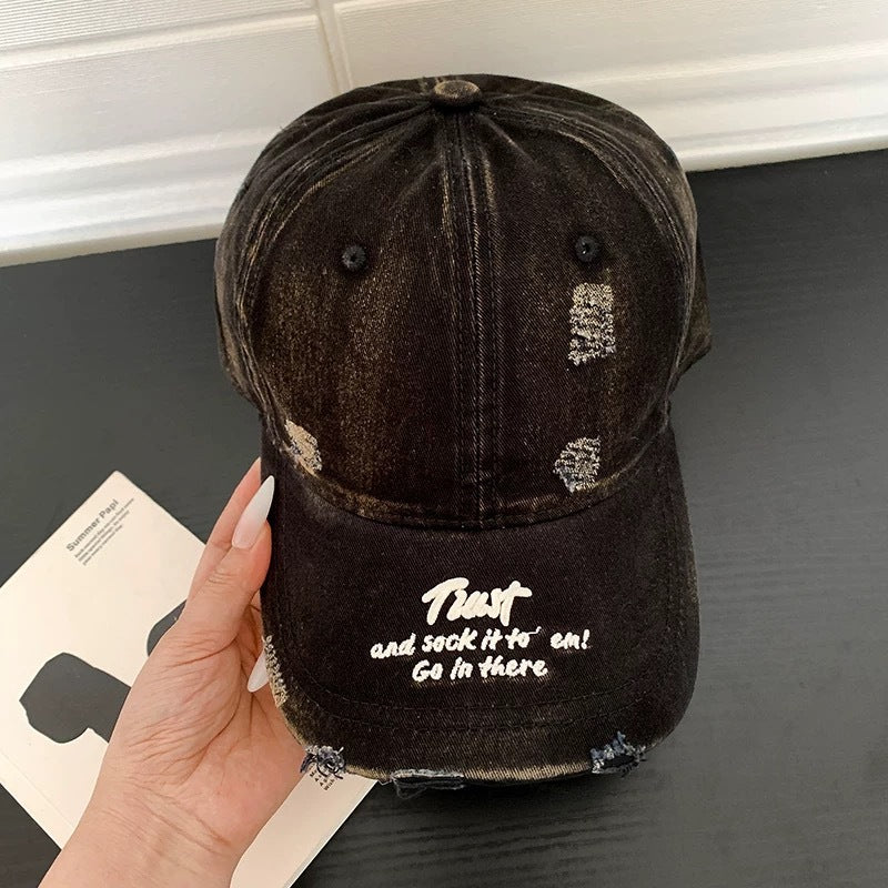 Distressed Denim Baseball Cap