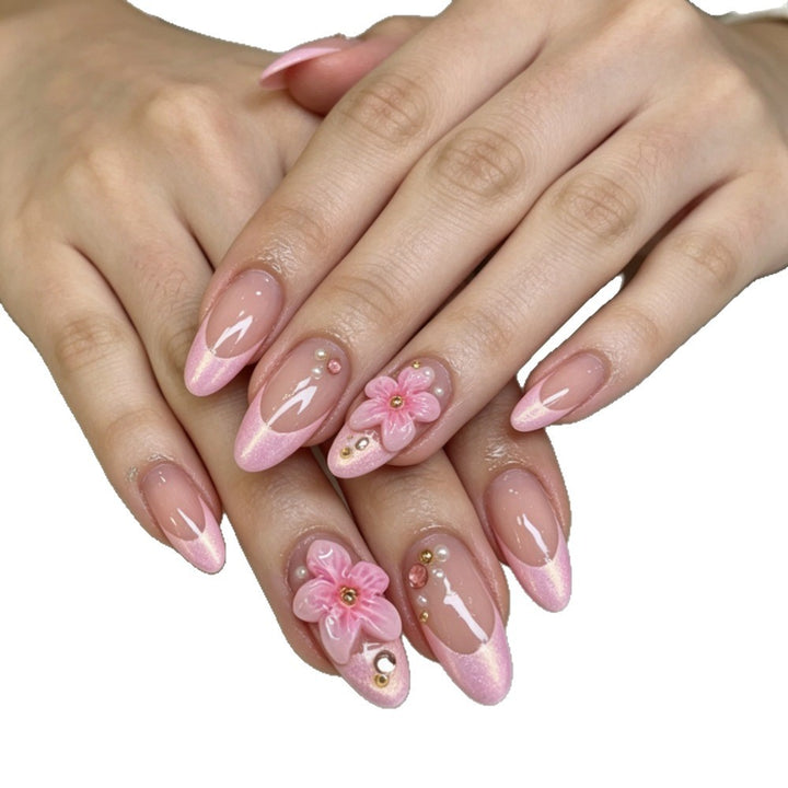 Artificial nails with floral 3D design Bowlift
