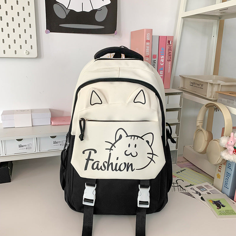 Backpack with Cute Cat Ears and Practical Compartments Bowlift