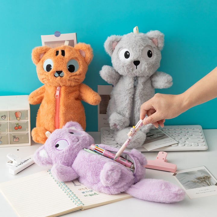 Cute Plush Cat-Themed Pencil Case Bowlift