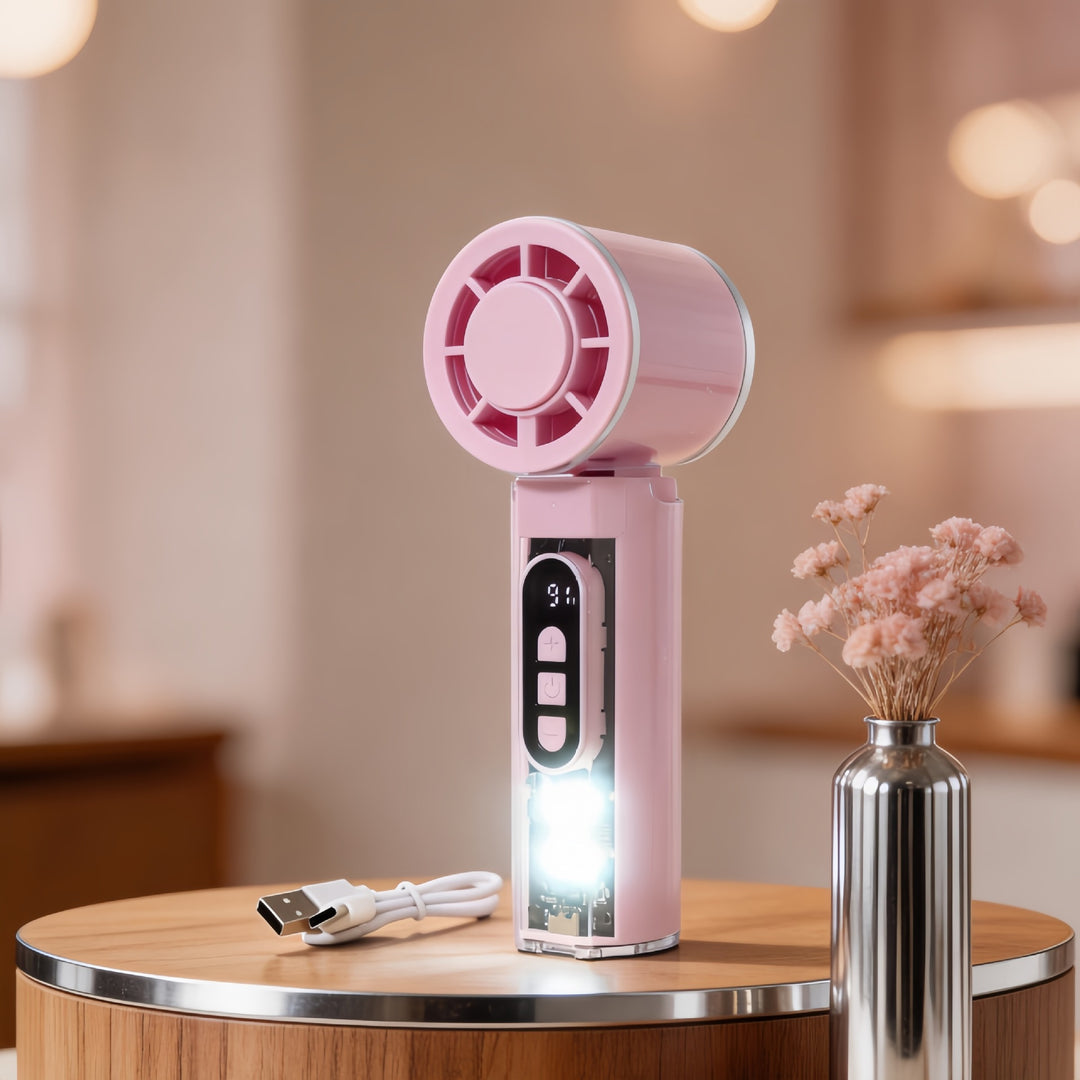 Ladies portable mini fan with LED lighting Bowlift
