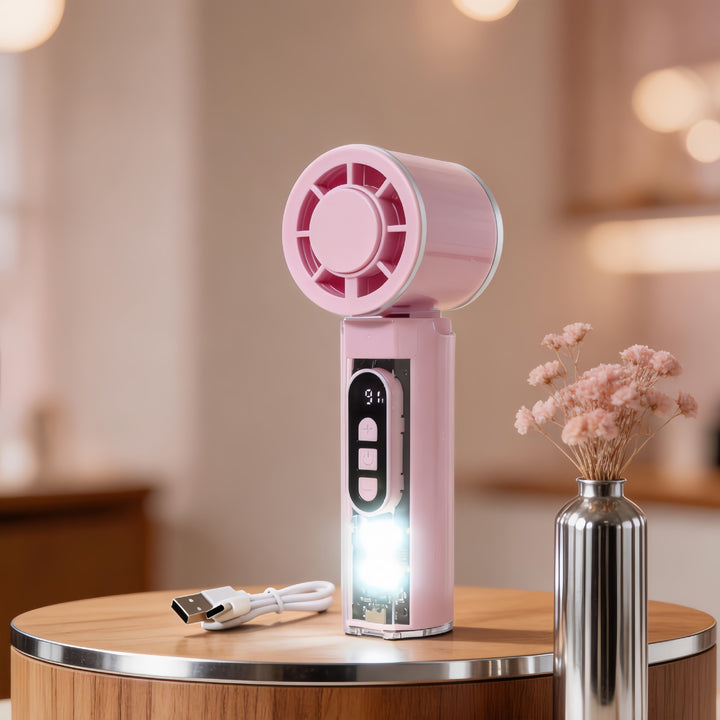 Ladies portable mini fan with LED lighting Bowlift