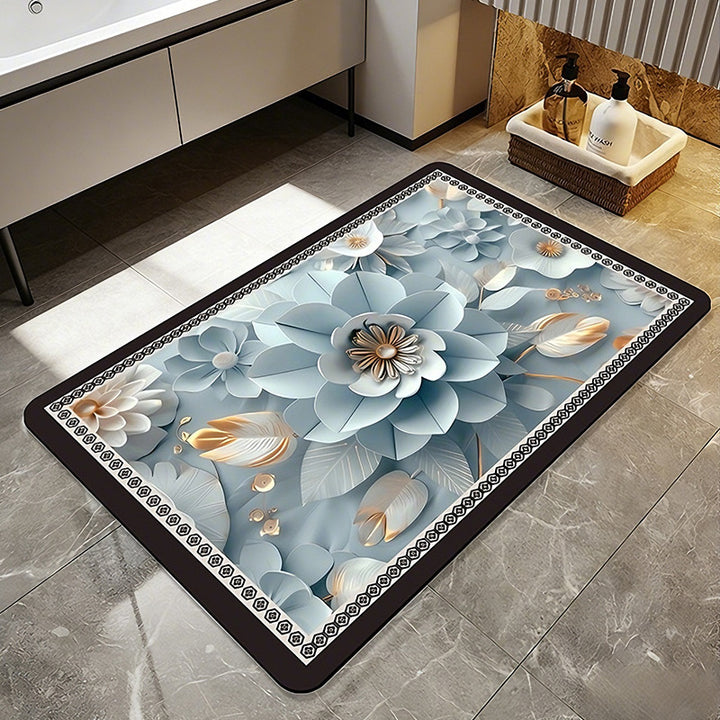 Floral Patterned Comfort Bath Mat Bowlift