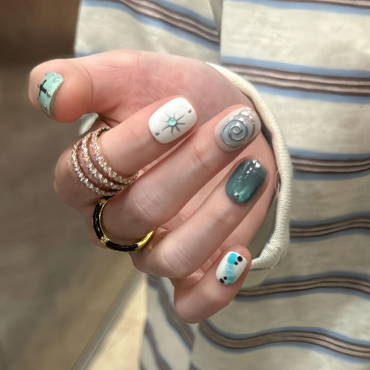 Artificial nail tips with creative geometric designs Bowlift
