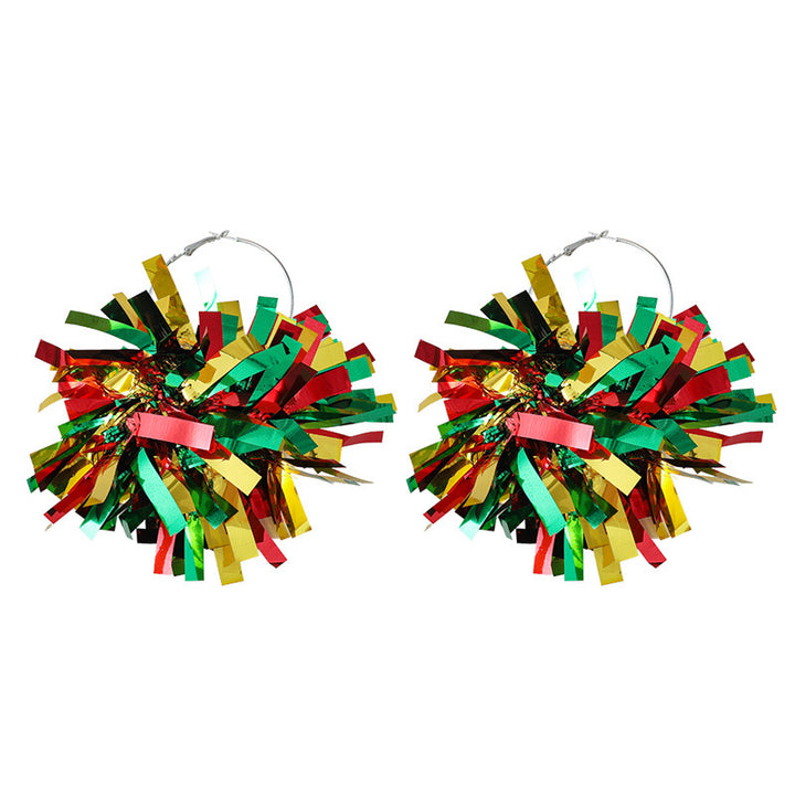 Women with eye-catching pompom hoops with lametta tassels and lightweight wire closure Bowlift
