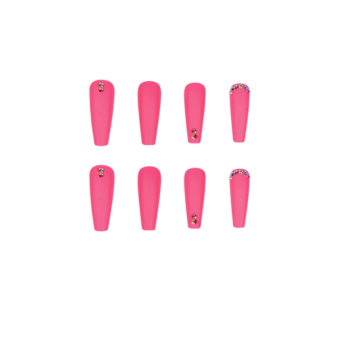 Artificial nail set with matte finish and sparkling rhinestone embellishments Bowlift