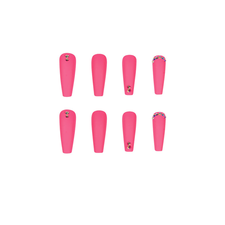 Artificial nail set with matte finish and sparkling rhinestone embellishments Bowlift