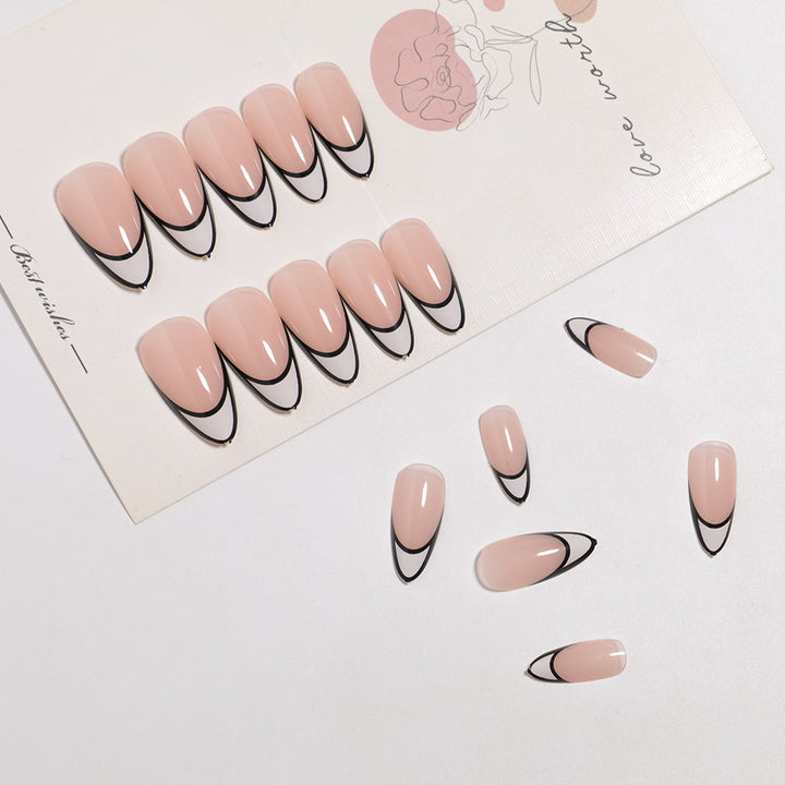 Stylish French Tip Press-On Nail Set Bowlift