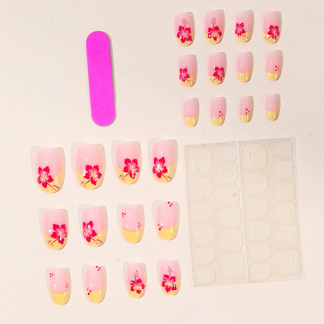 Floral French Tip Nail Art Bowlift