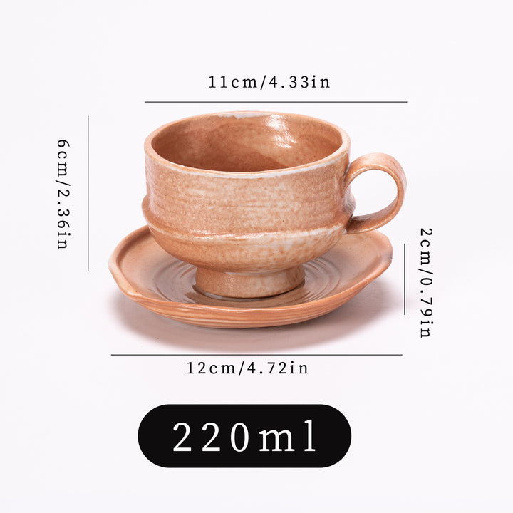 Handcrafted Glazed Footed Ceramic Teacup & Saucer Set Bowlift