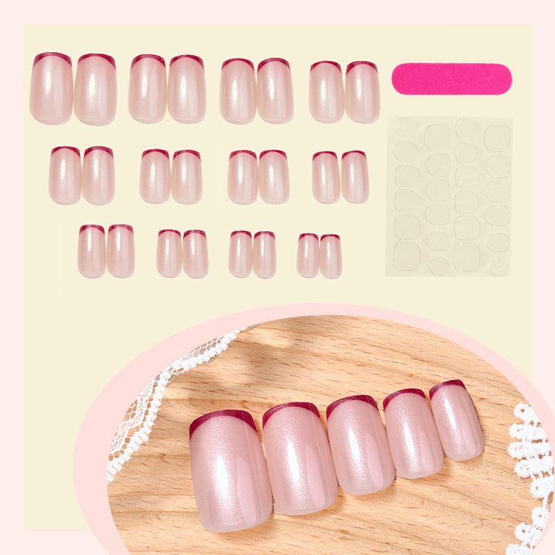Artificial nail set with glamorous French tip design Bowlift