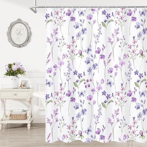 Floral Print Shower Curtain Bowlift