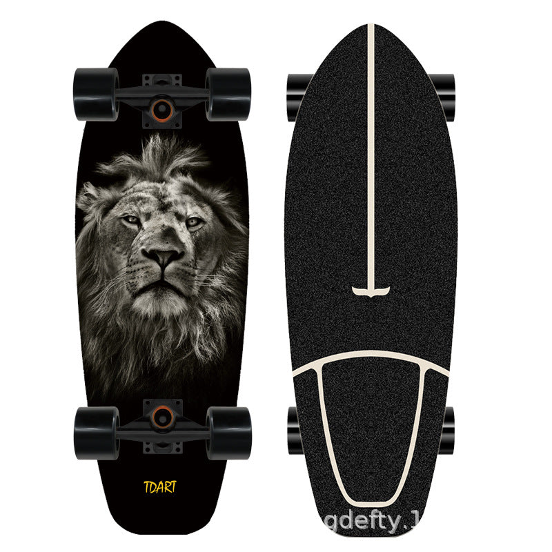 Artistic Lion Design Skateboard Bowlift
