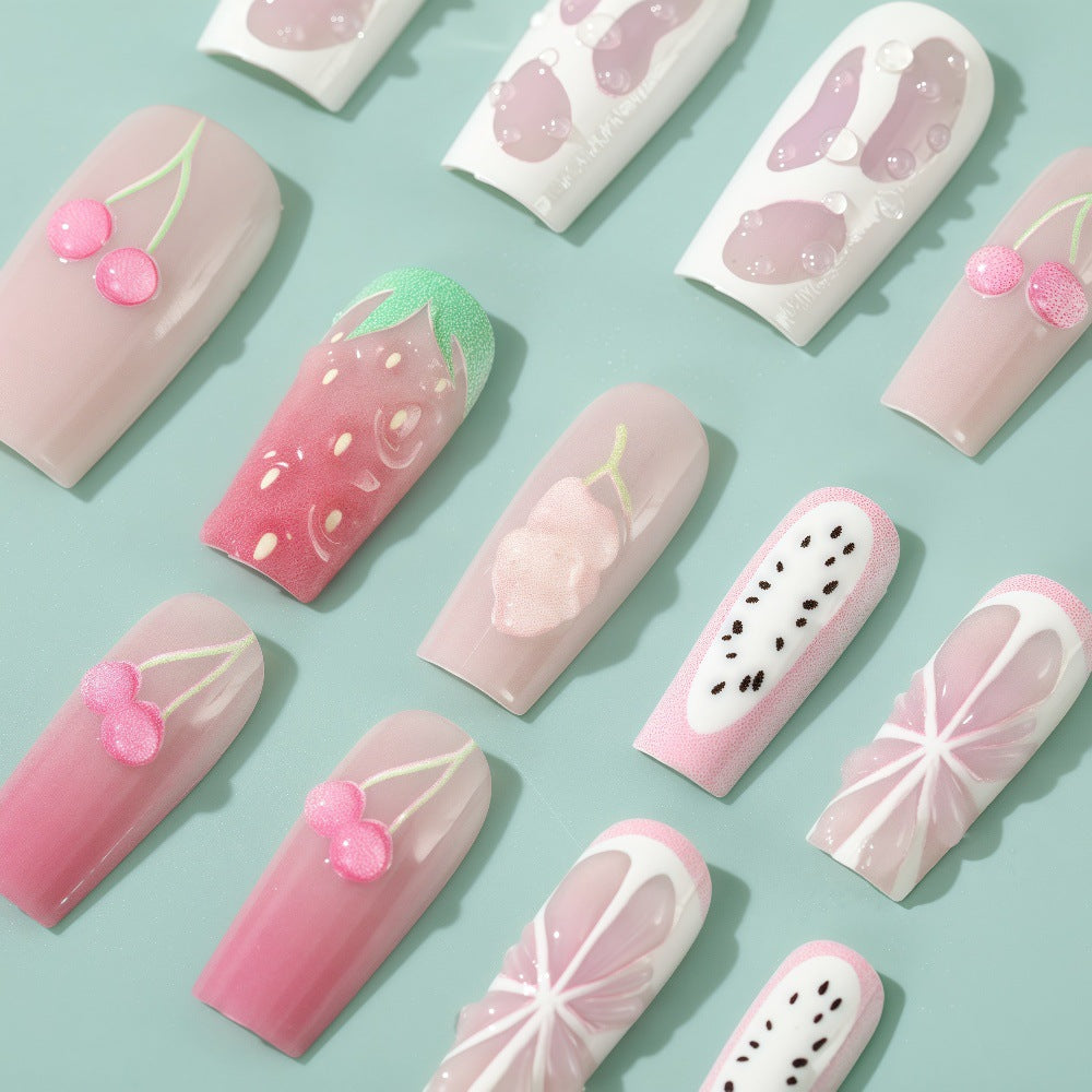Artificial nails with strawberry and cherry designs Bowlift
