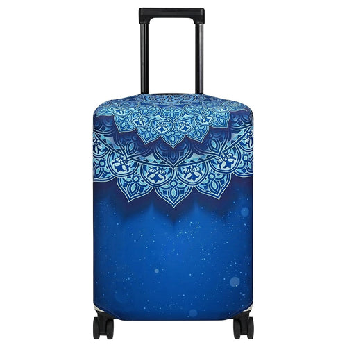 Unisex non-elastic suitcase cover with mandala motif, stretch protective cover for telescopic handle and wheels Bowlift