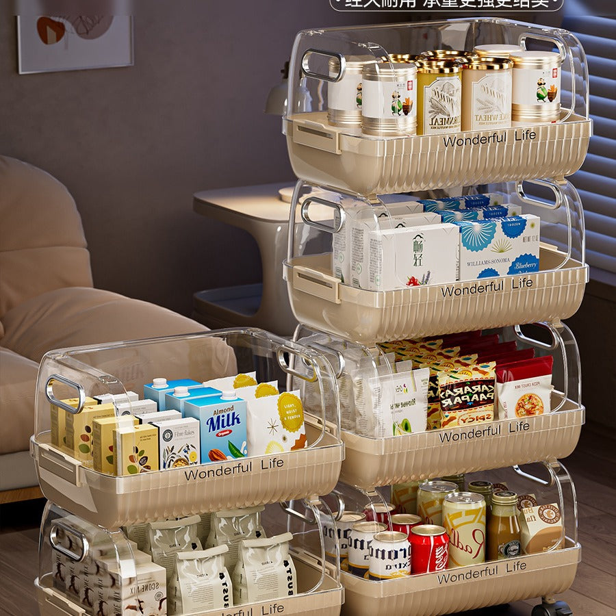 Multi-Tier Storage Organizer with Transparent Baskets Bowlift