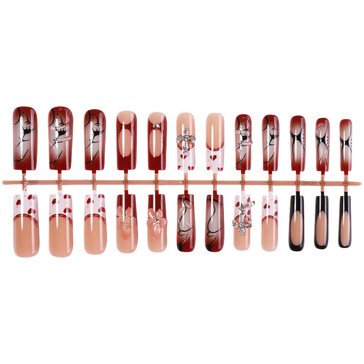 Decorative Press-On Nail Art Set with Floral and Artistic Designs Bowlift