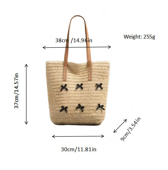 Braided Bast Bag with Decorative Bow Design Bowlift