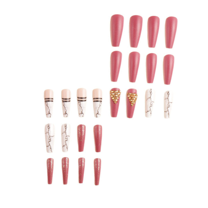 Elegant Marble Press-On Nail Art Set Bowlift
