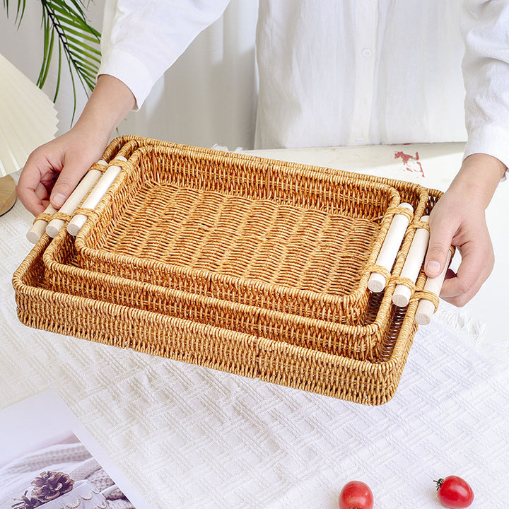 Rustic Woven Food Serving Tray Bowlift