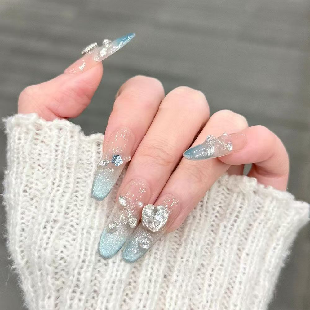 Premium Decorative Rhinestone Press-On Nail Set Bowlift