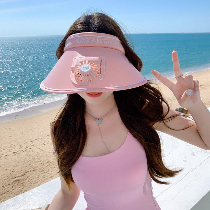 Sun protection visor with quiet rechargeable mini fan and adjustable neoprene seat Bowlift