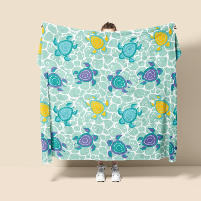 Plush Turtle-Themed Throw Blanket