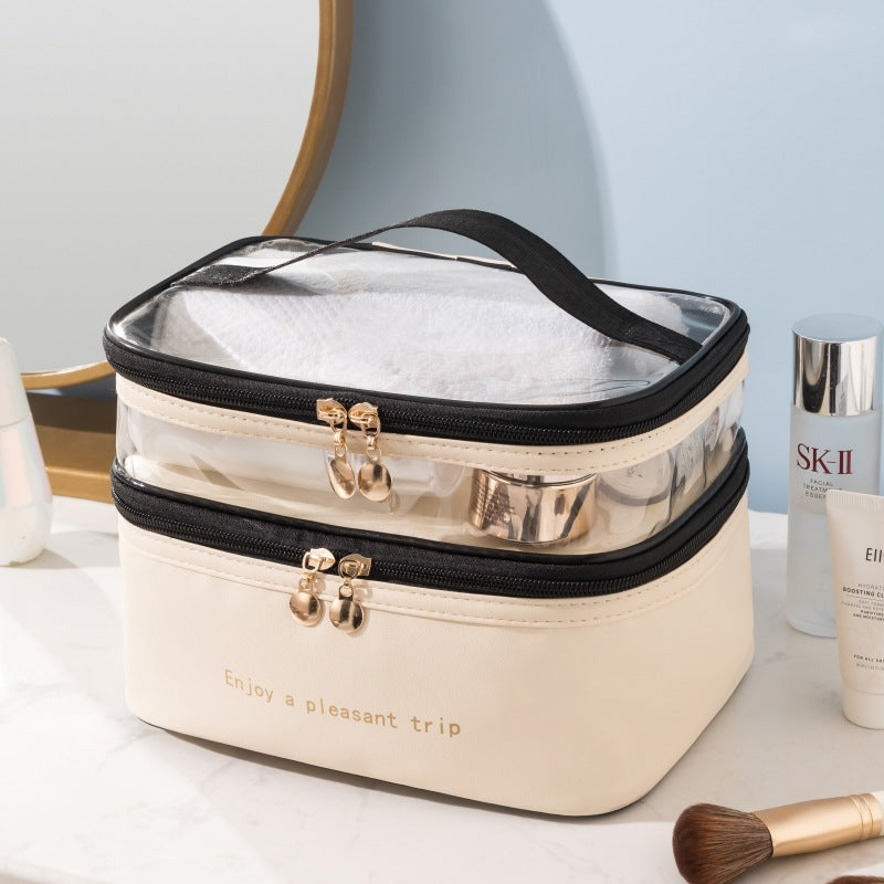Dual-Layer Transparent Cosmetic Organizer Bowlift