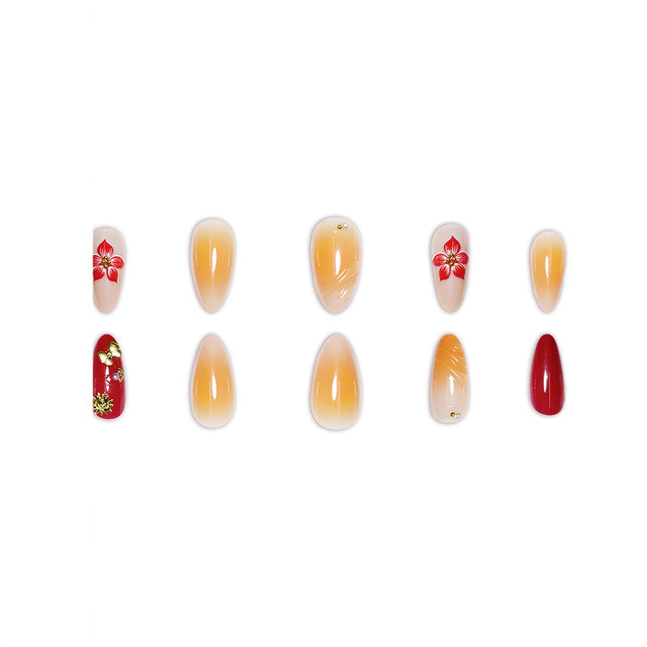Decorative Floral Press-On Nail Art Set Bowlift